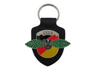GSG9 εξατομικευμένο δέρμα Keychains, προωθητικό Keychains με το λογότυπο με το μαλακό έμβλημα σμάλτων