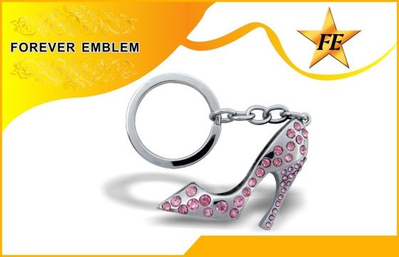 Ψηλοτάκουνο παπουτσιών ασήμι Keychains μετάλλων προωθητικό με Rhinestone
