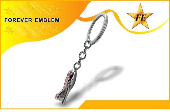 Ψηλοτάκουνο παπουτσιών ασήμι Keychains μετάλλων προωθητικό με Rhinestone