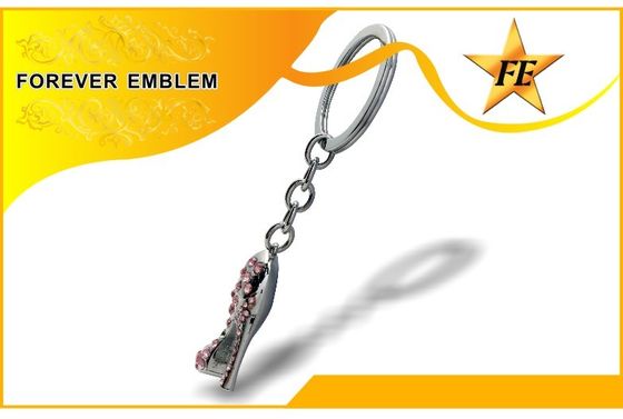 Ψηλοτάκουνο παπουτσιών ασήμι Keychains μετάλλων προωθητικό με Rhinestone