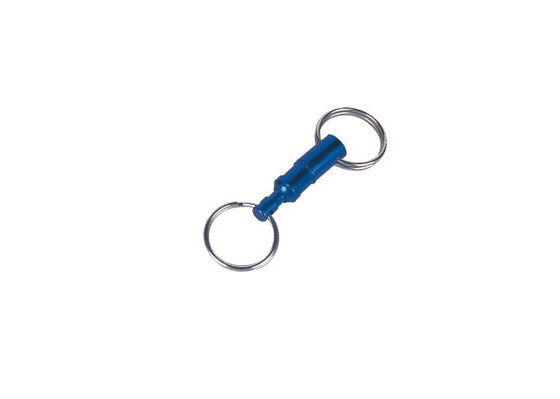 Μπλε κάτοχος προωθητικό Keychains 30595 δαχτυλιδιών τραβήγματος αργιλίου χώρια διπλός βασικός