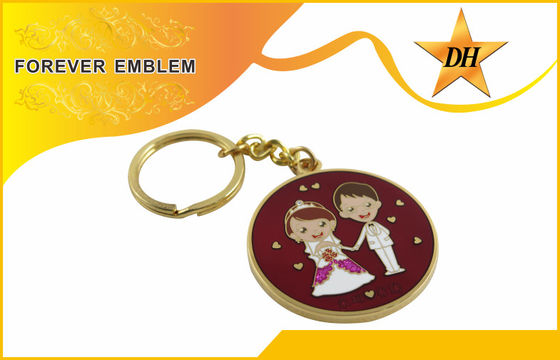 Μαλακό μέταλλο προωθητικό Keychains σμάλτων χρυσής επένδυσης για τη δεξίωση γάμου